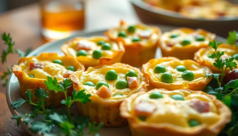 Pâques gourmandes : mini quiches au jambon et petits pois pour un brunch coloré